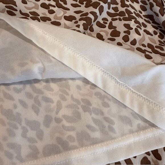 Listicle Button Front Cream Brown Leopard Print Dress Sleeveless Size Medium - Picture 6 of 10